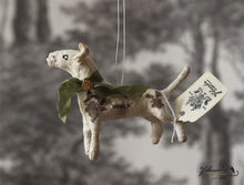 Laden Sie das Bild in den Galerie-Viewer, Spun Cotton Ornament Dog Terrier with Green Ribbon