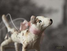 Laden Sie das Bild in den Galerie-Viewer, Spun Cotton Ornament Dog Terrier with Pink Ribbon