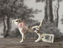 Laden Sie das Bild in den Galerie-Viewer, Spun Cotton Ornament Dog Terrier with Pink Ribbon