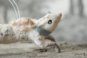 Spun Cotton Ornament  Jumping Hare with Spots