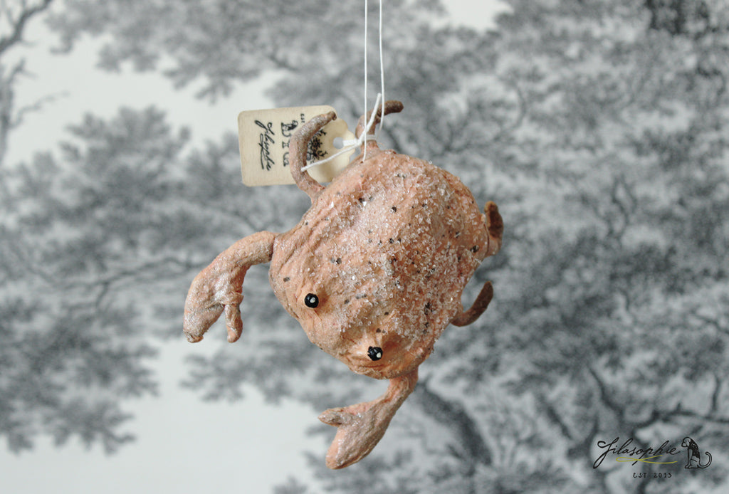 Crab with Glitter Spun Cotton Figurine
