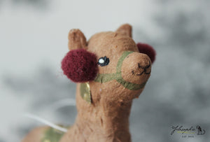 Brown Llama Spun Cotton Figurine