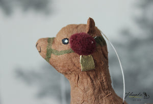 Brown Llama Spun Cotton Figurine