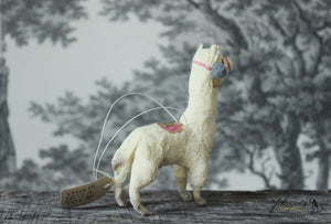 White Llama Spun Cotton Figurine