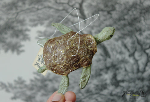 Sea Turtle with Glitter Spun Cotton Figurine