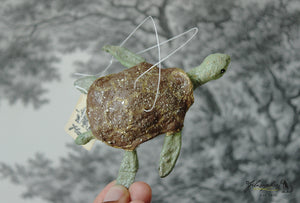 Sea Turtle with Glitter Spun Cotton Figurine